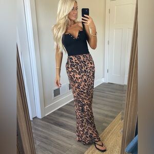 New Leopard Print Maxi Skirt